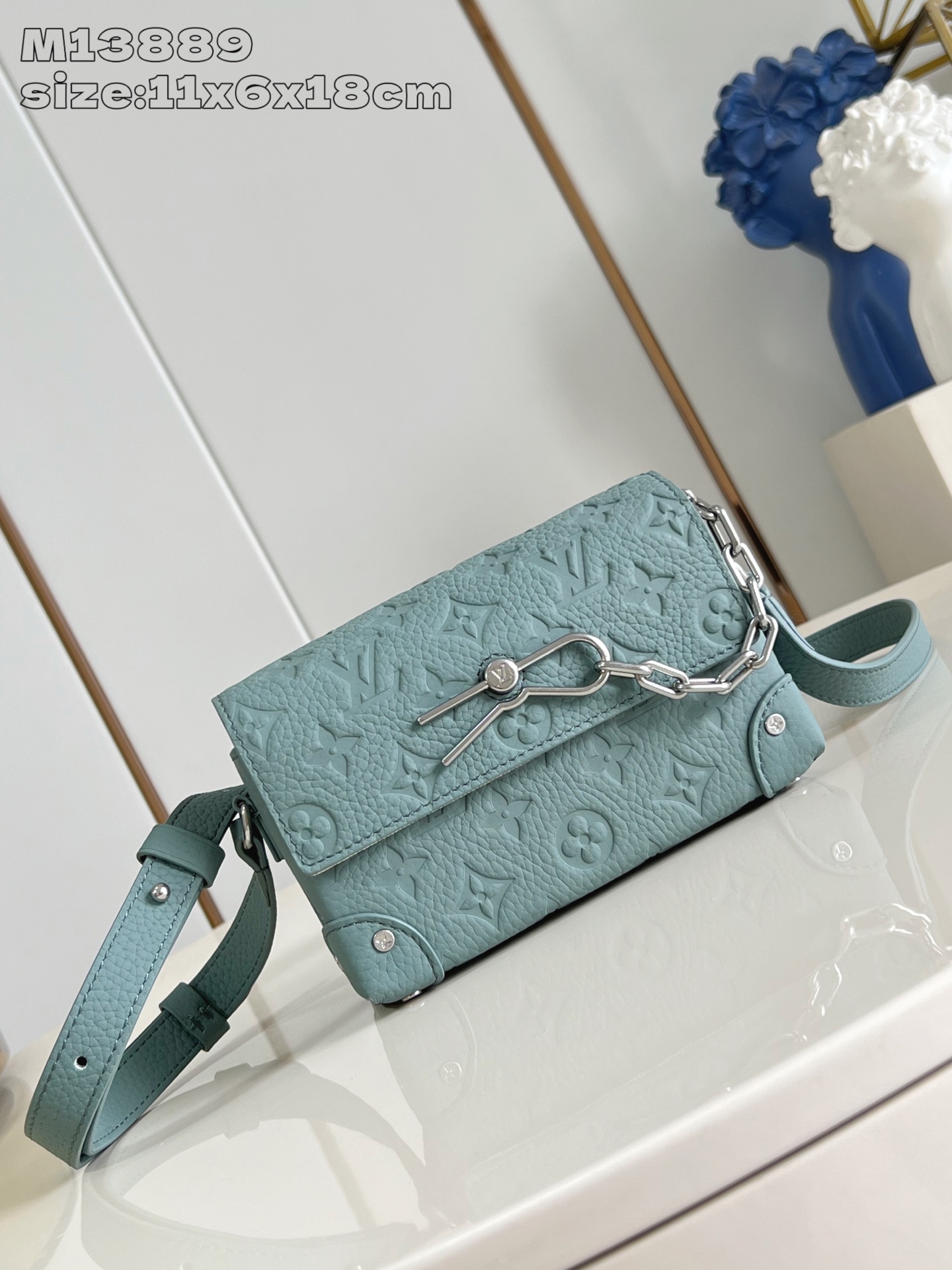 Bagsaaa LV M13889 Steamer Wearable Wallet Misty Lake Green - 18cm