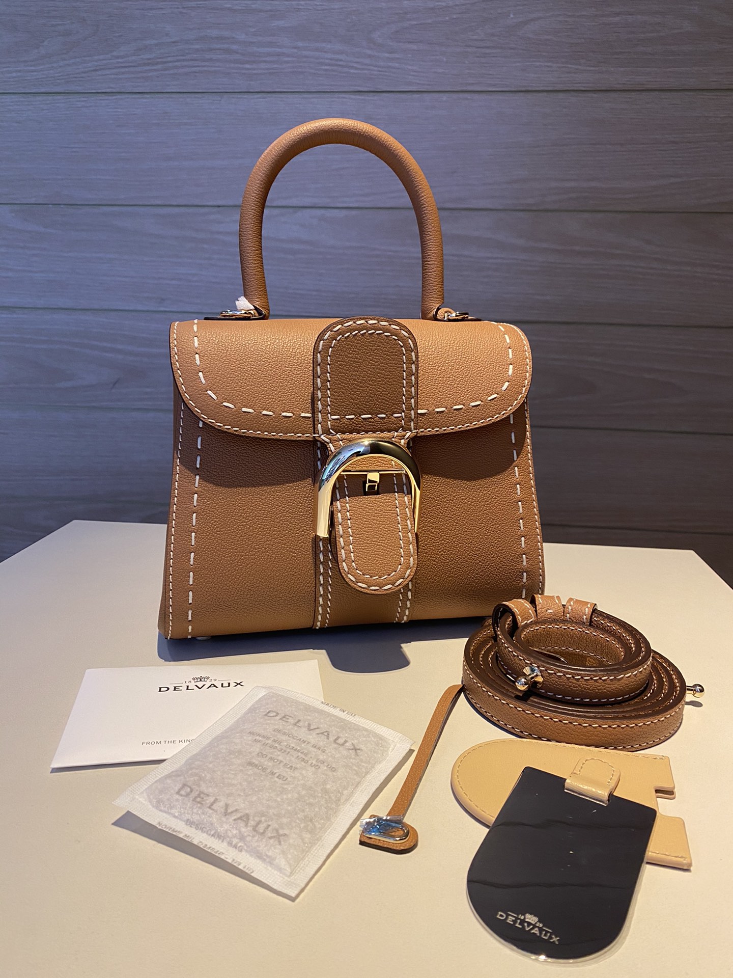 Bagsaaa Delvaux Brillant Mini Surpiqué Brown - 20cm