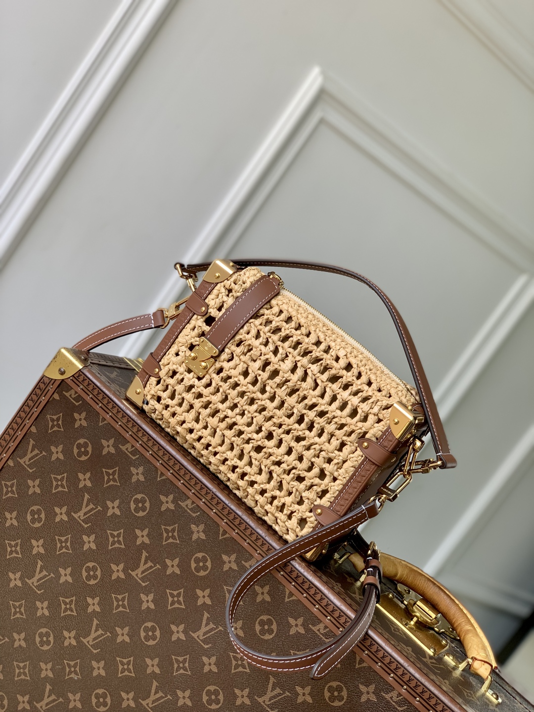 Bagsaaa LV M14405 Side Trunk MM Natural/Brown - 23.5cm