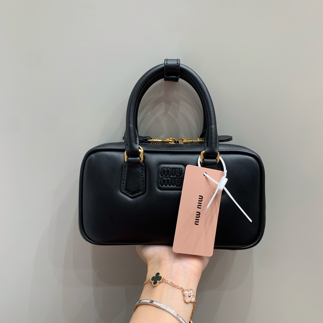 Bagsaaa Miu Miu Arcadie leather mini-bag 5BP088 black - 19cm