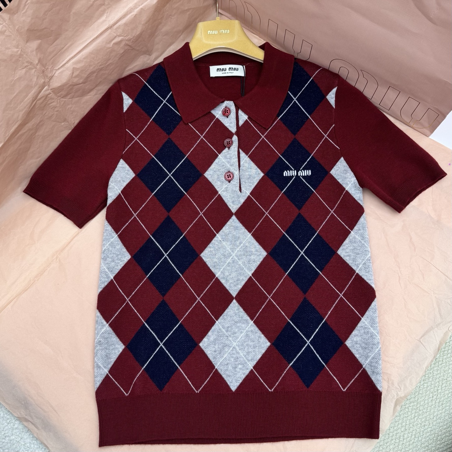 Bagsaaa Miu Miu Wool polo shirt burgundy