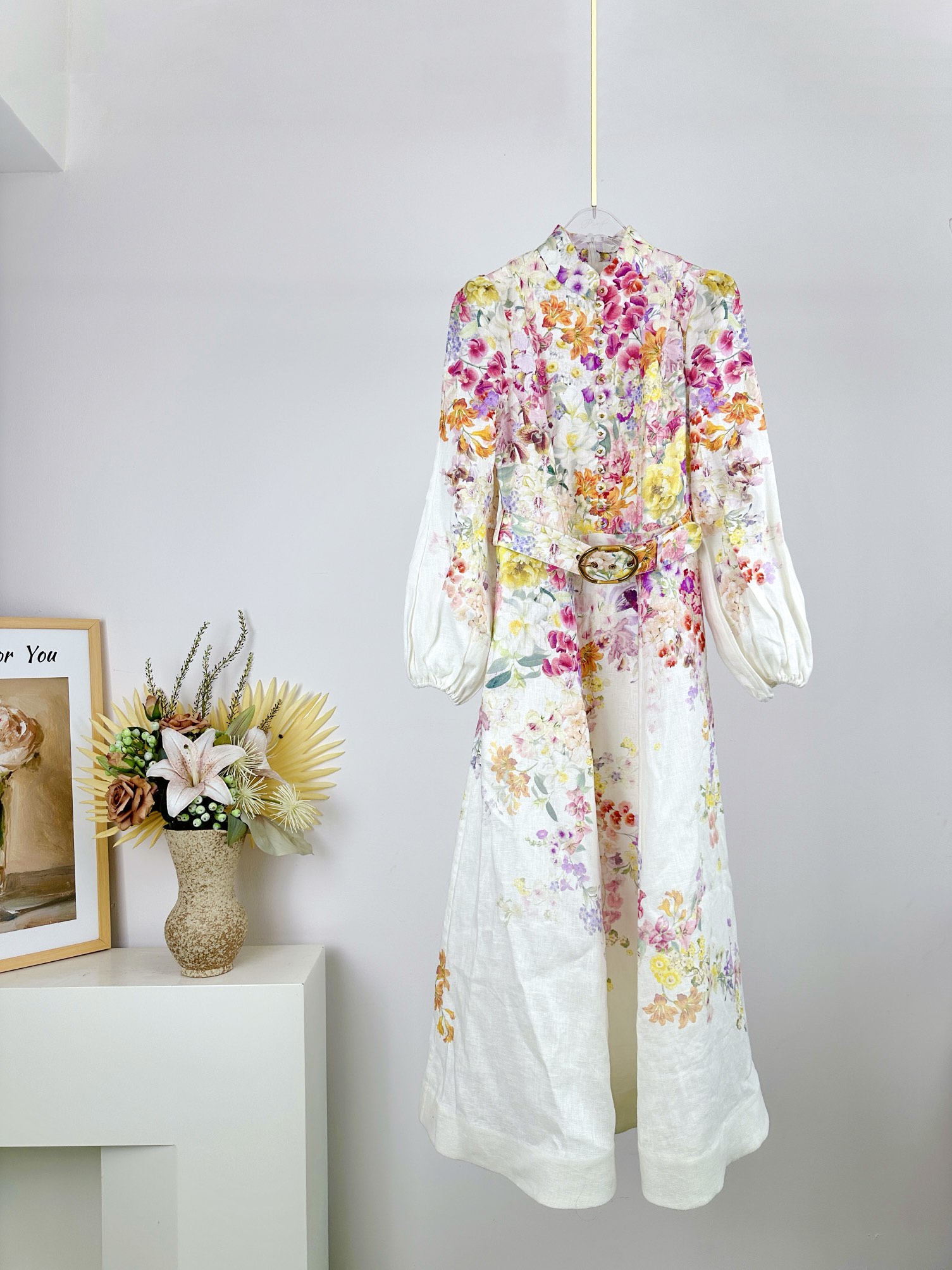 Bagsaaa Zimmermann Natura buttoned midi linen dress in the Kaleidoscope Garden