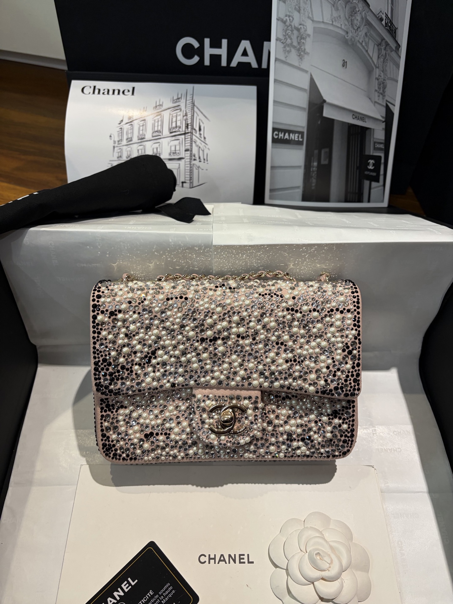 Bagsaaa New Collection 2026 Evening Bag Strass & Imitation Pearls AS4297 - 21cm